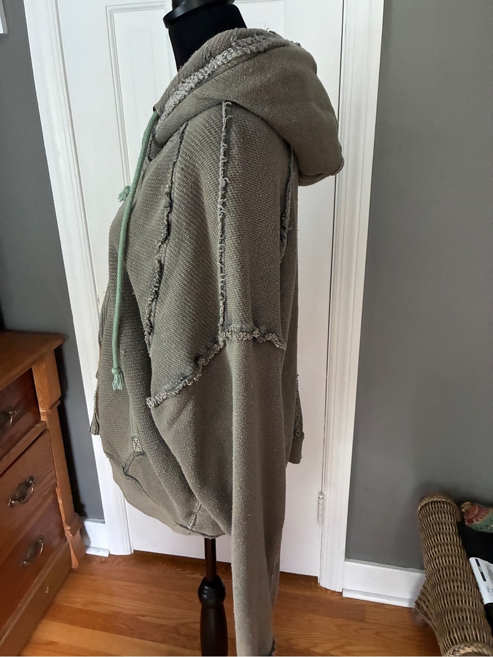 Free People Olive Green Washed Zip-Up Hoodie - Picture 2 of 5